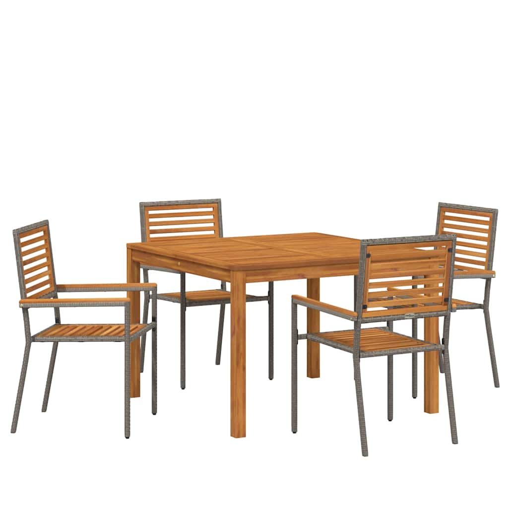 Vrtni set za objed 5 pcs Siva Čvrsto drvo akacije