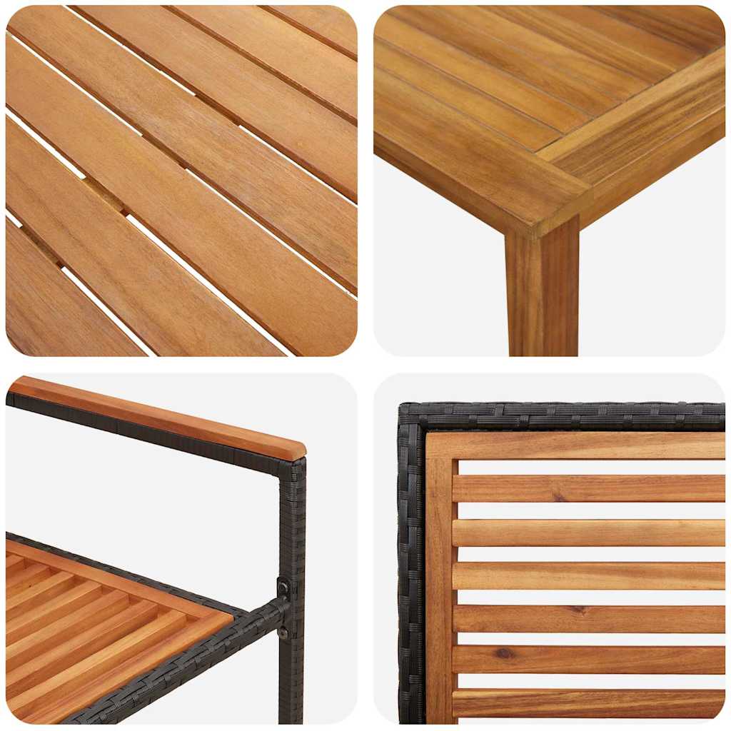 Vrtni set za objed 5 kom. Crna Čvrsto drvo akacije 140 x 80 x 74 cm