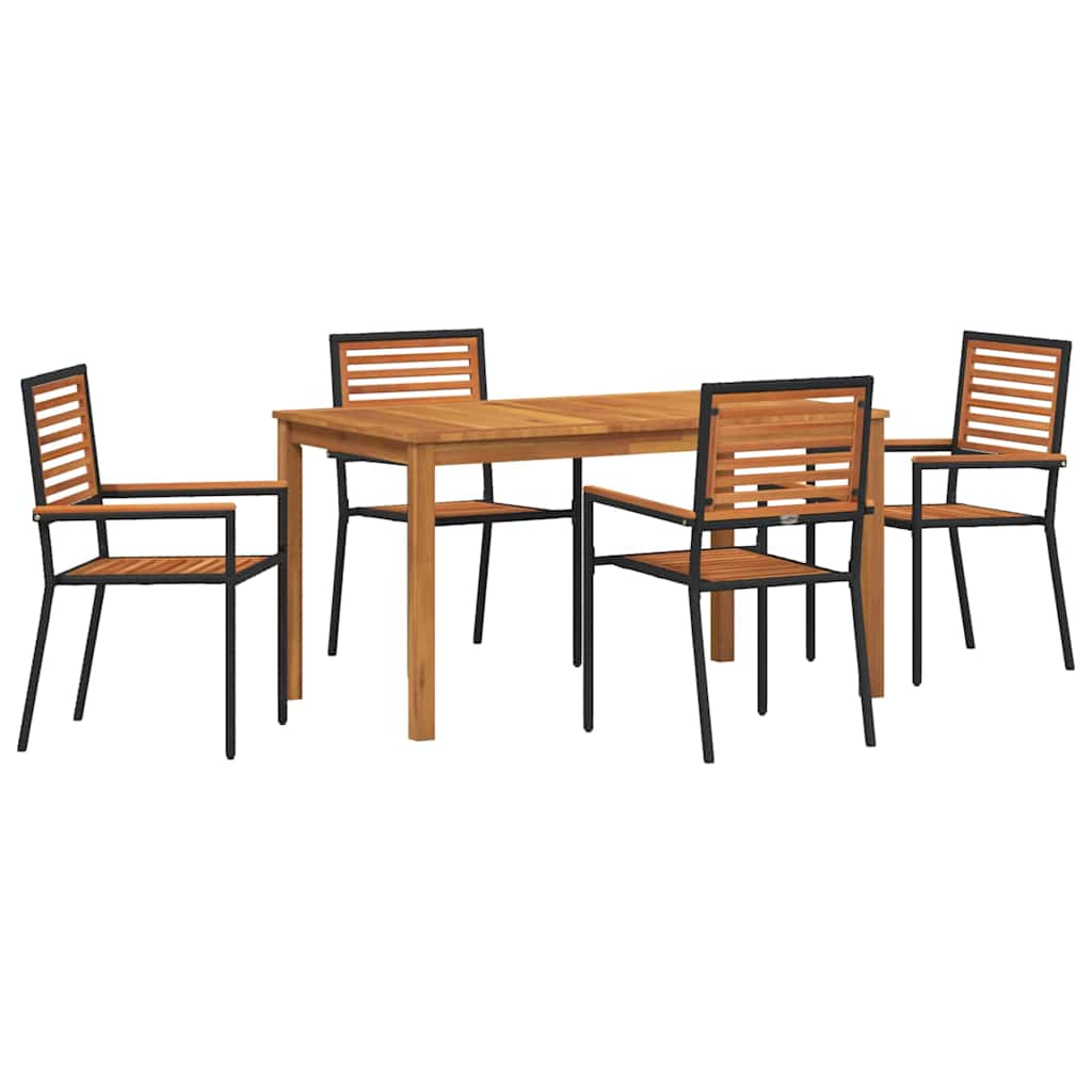 Vrtni set za objed 5 kom. Crna Čvrsto drvo akacije 140 x 80 x 74 cm