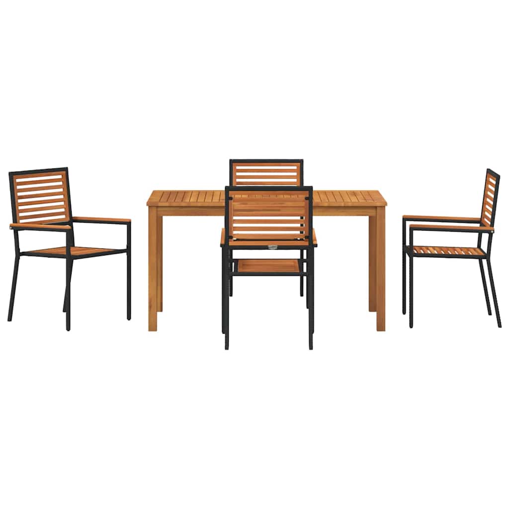 Vrtni set za objed 5 kom. Crna Čvrsto drvo akacije 140 x 80 x 74 cm