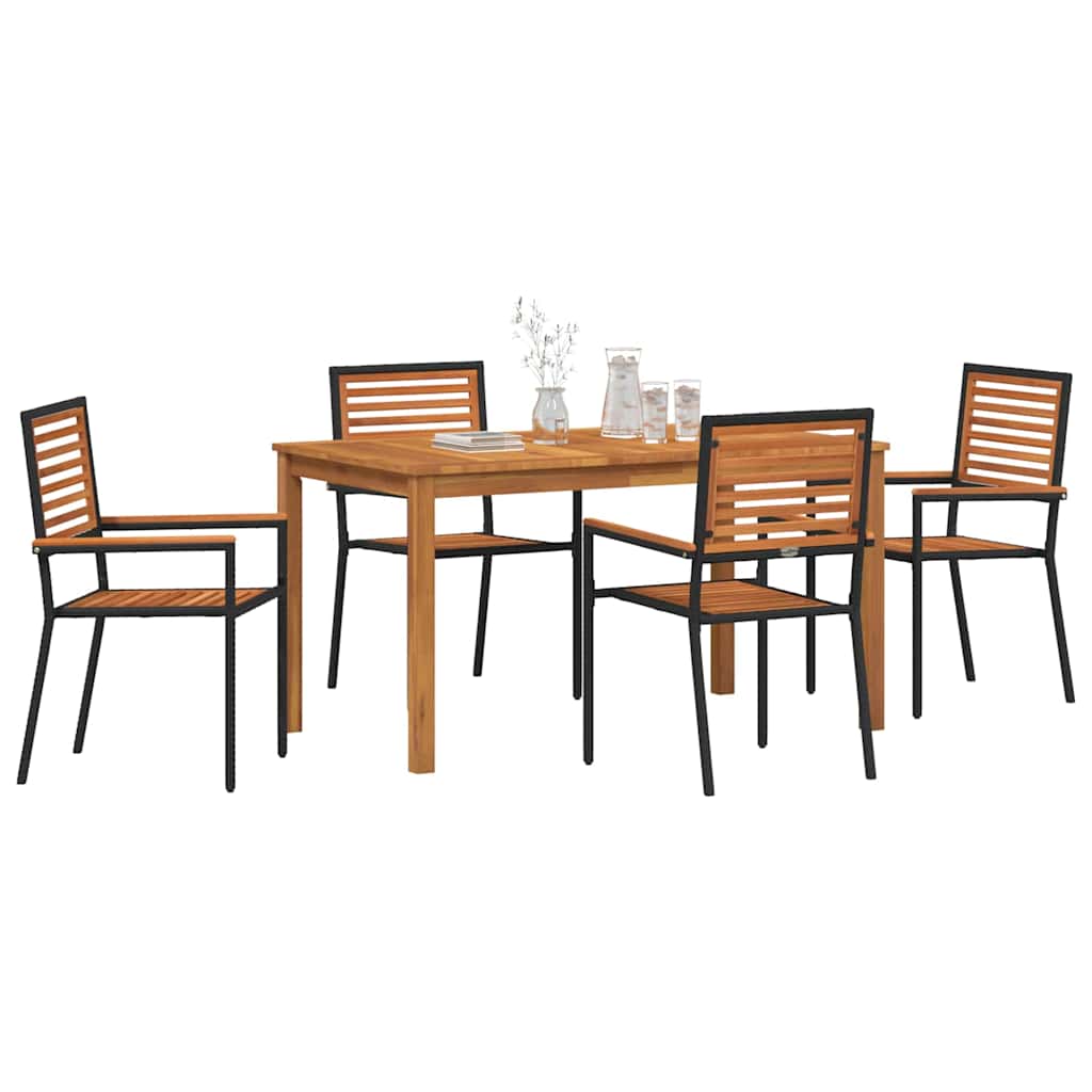Vrtni set za objed 5 kom. Crna Čvrsto drvo akacije 140 x 80 x 74 cm