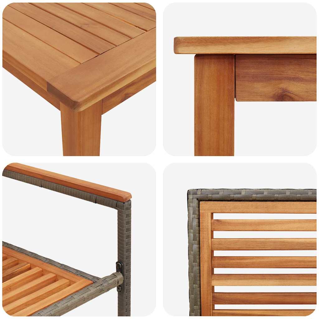 Vrtni set za objed 7 pcs Siva Čvrsto drvo akacije