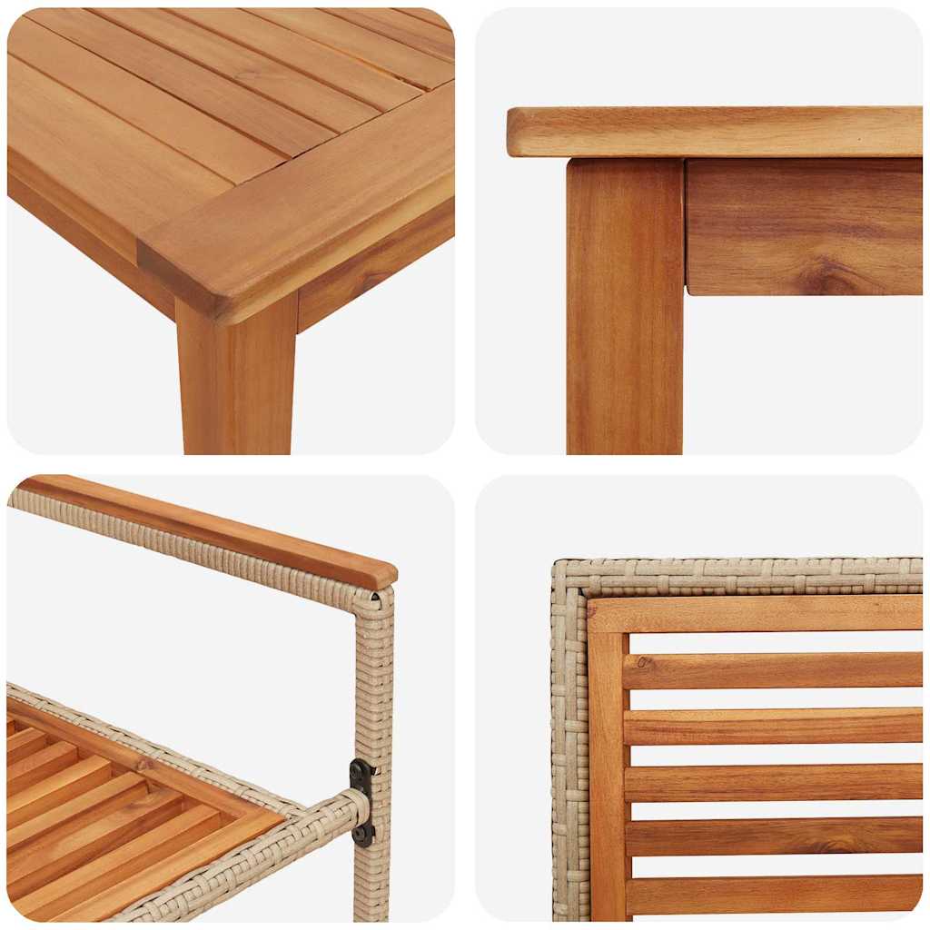 Vrtni set za objed 7 pcs Bež Čvrsto drvo akacije