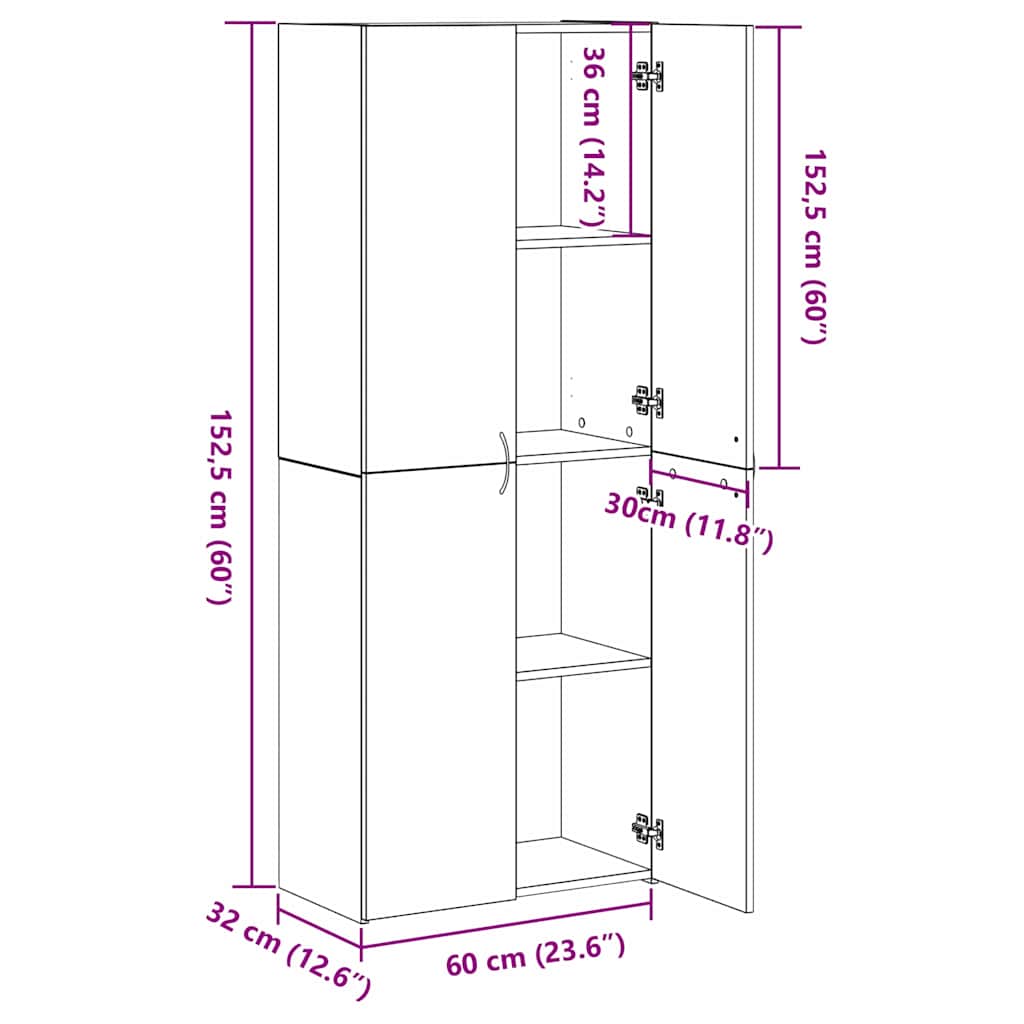 Uredski ormar Staro drvo 60 x 32 x 152,5 cm Konstruirano drvo