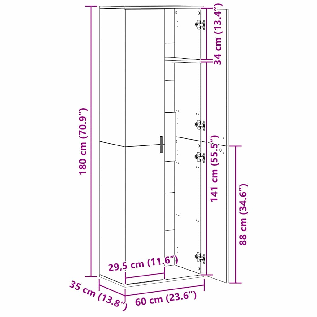 Visoka komoda hrast artisan 60 x 35 x 180 cm Konstruirano drvo