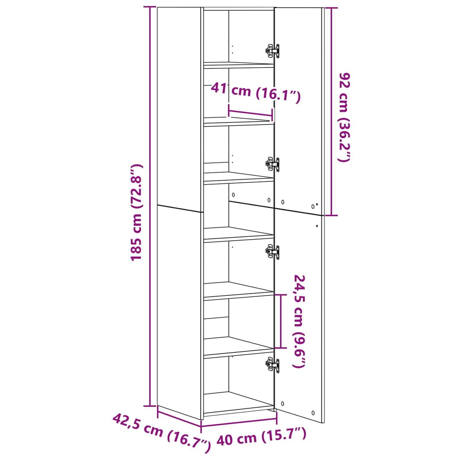 Highboard Staro drvo 40 x 42,5 x 185 cm