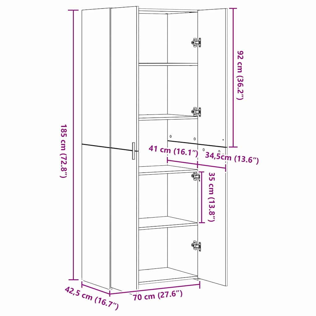 Highboard Staro drvo 70 x 42,5 x 185 cm