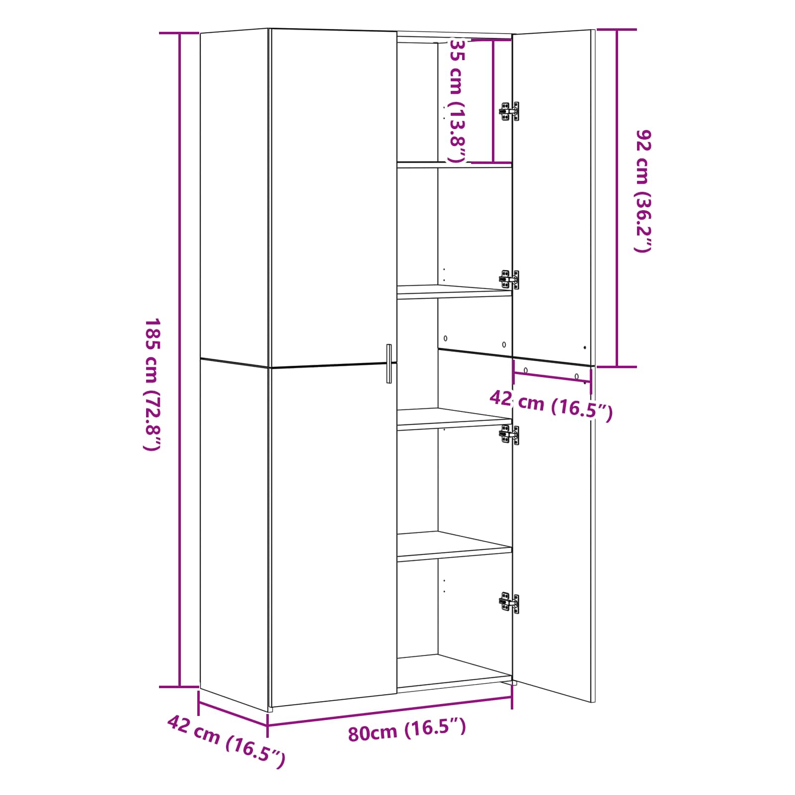 Highboard 2 pcs Staro drvo 80 x 42 x 185 cm