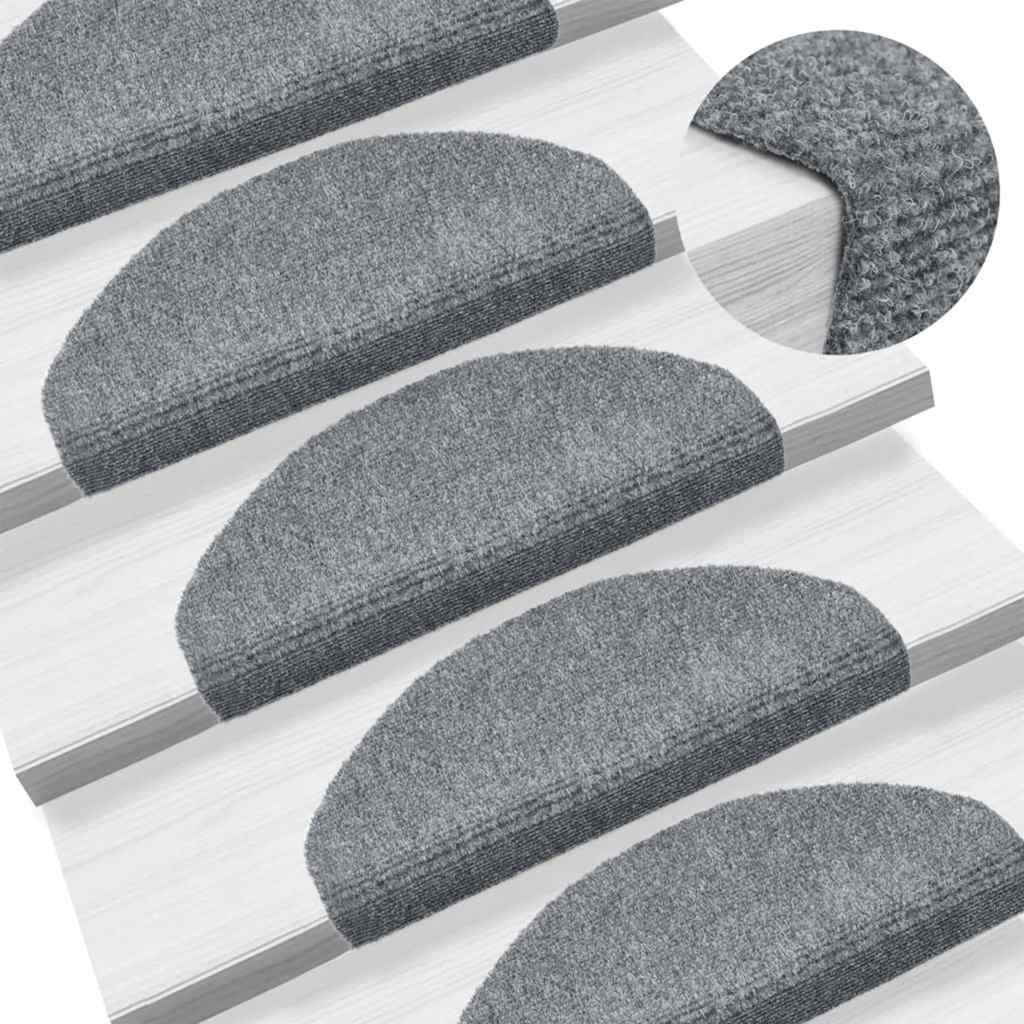 Prostirke za stepenice, samoljepljive, 20 kom., 65x21x4 cm, svijetlo sive, poluokrugle, velike