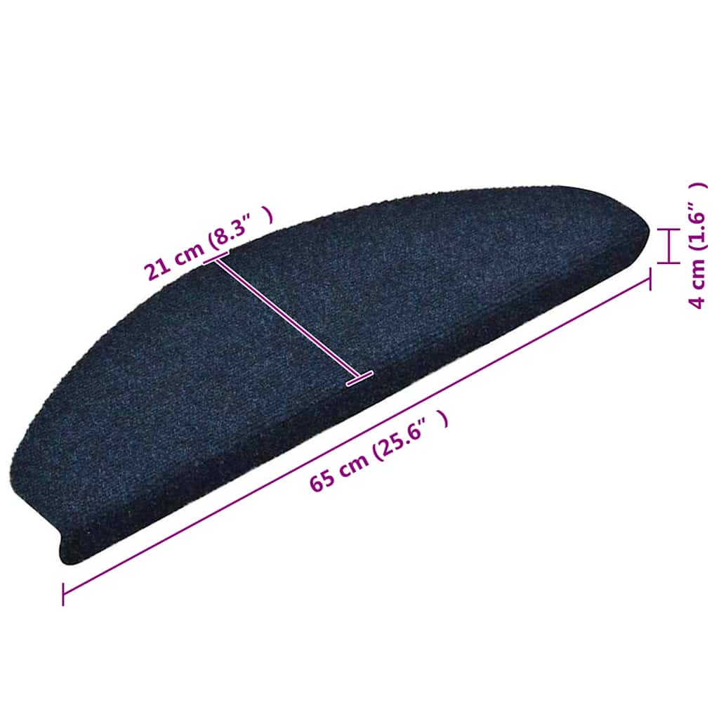 Prostirke za stepenice, samoljepljive, 20 kom. 65x21x4 cm, tamnoplave, poluokrugle, velike