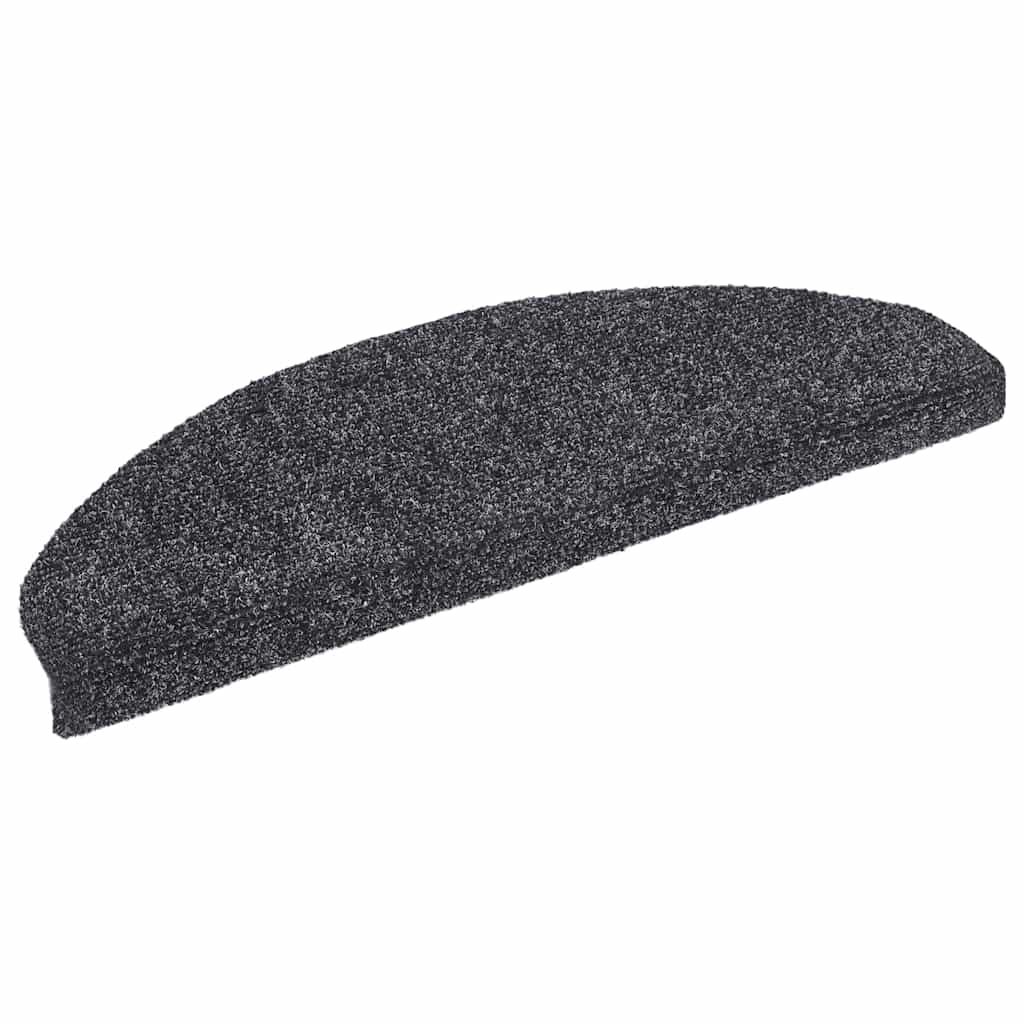 Prostirke za stepenice, samoljepljive, 30 kom., 65x21x4 cm, tamno sive, poluokrugle, velike