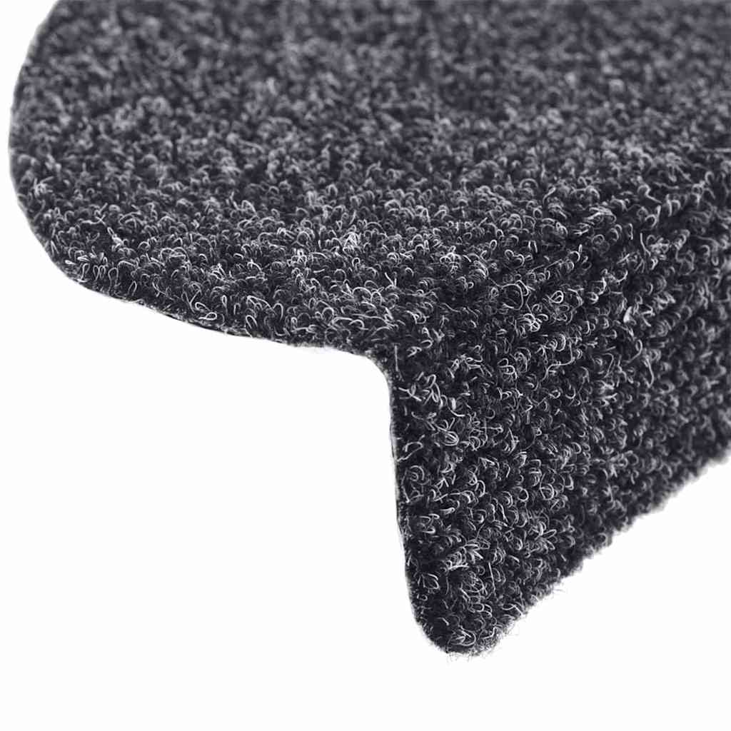 Prostirke za stepenice, samoljepljive, 30 kom., 65x21x4 cm, tamno sive, poluokrugle, velike