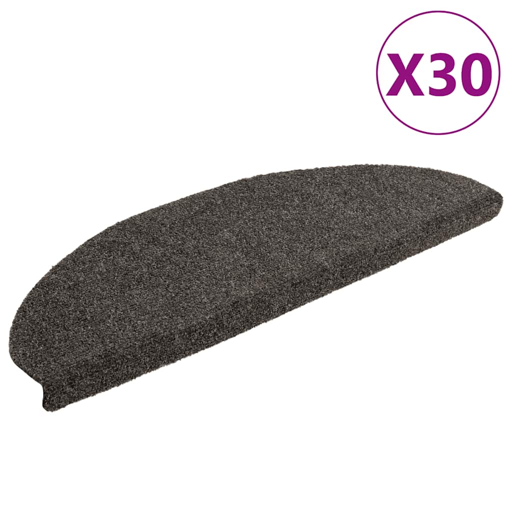 Prostirke za stepenice, samoljepljive, 30 kom. 65x21x4 cm, antracit, poluokrugle, velike