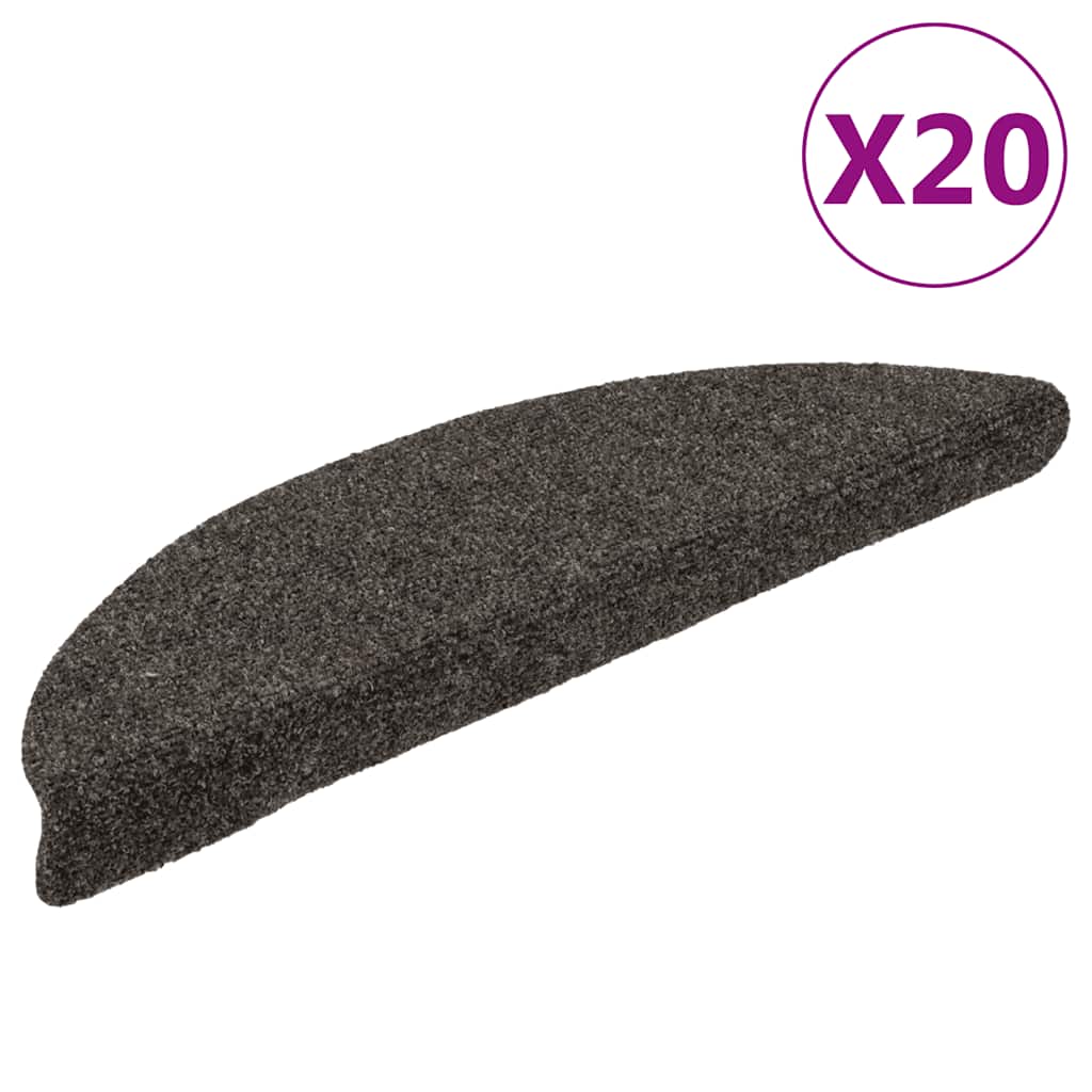 Prostirke za stepenice, samoljepljive, 20 kom 56x17x3 cm, antracit, poluokrugle