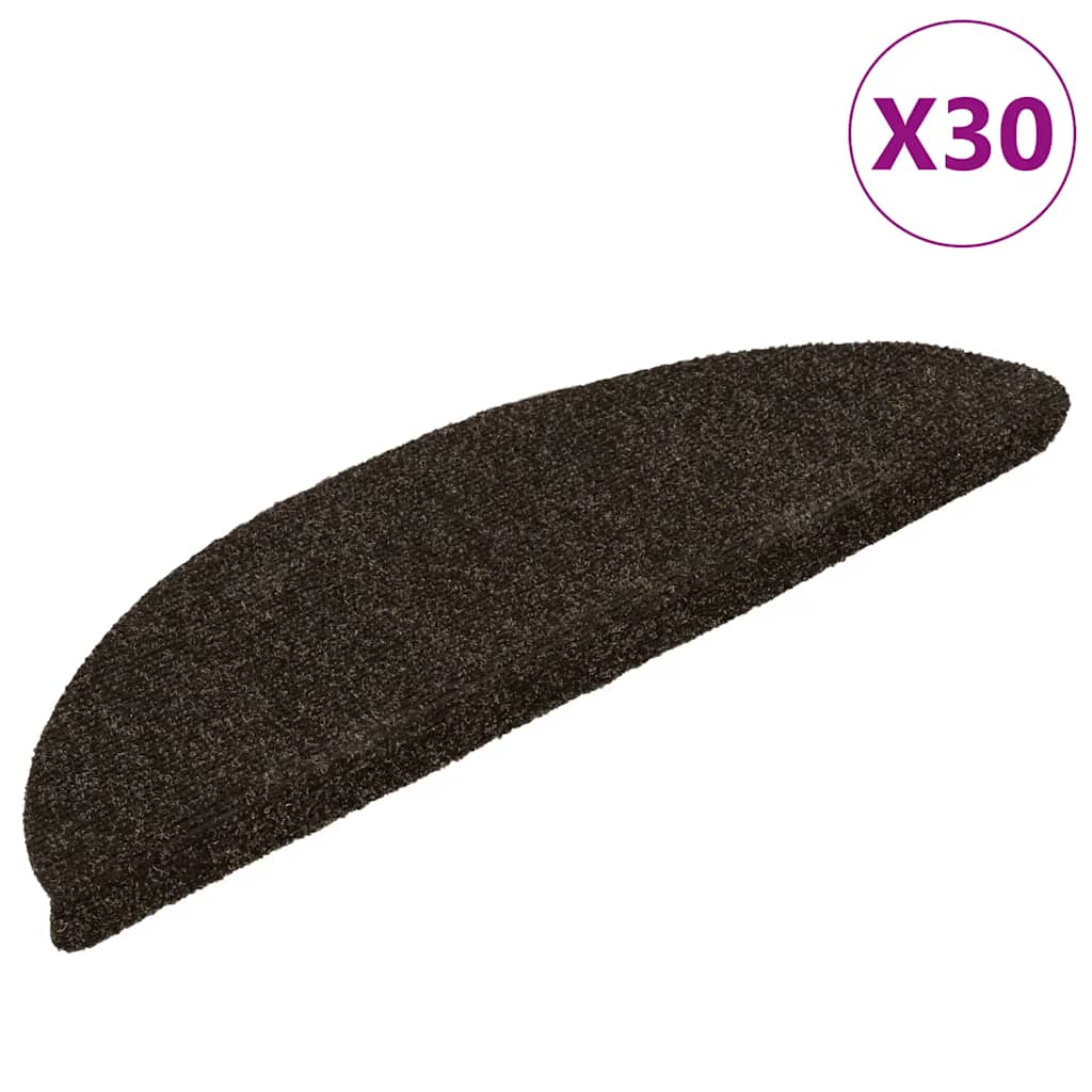 Prostirke za stepenice, samoljepljive, 30 kom, 56x17x3 cm, tamnosmeđe, poluokrugle