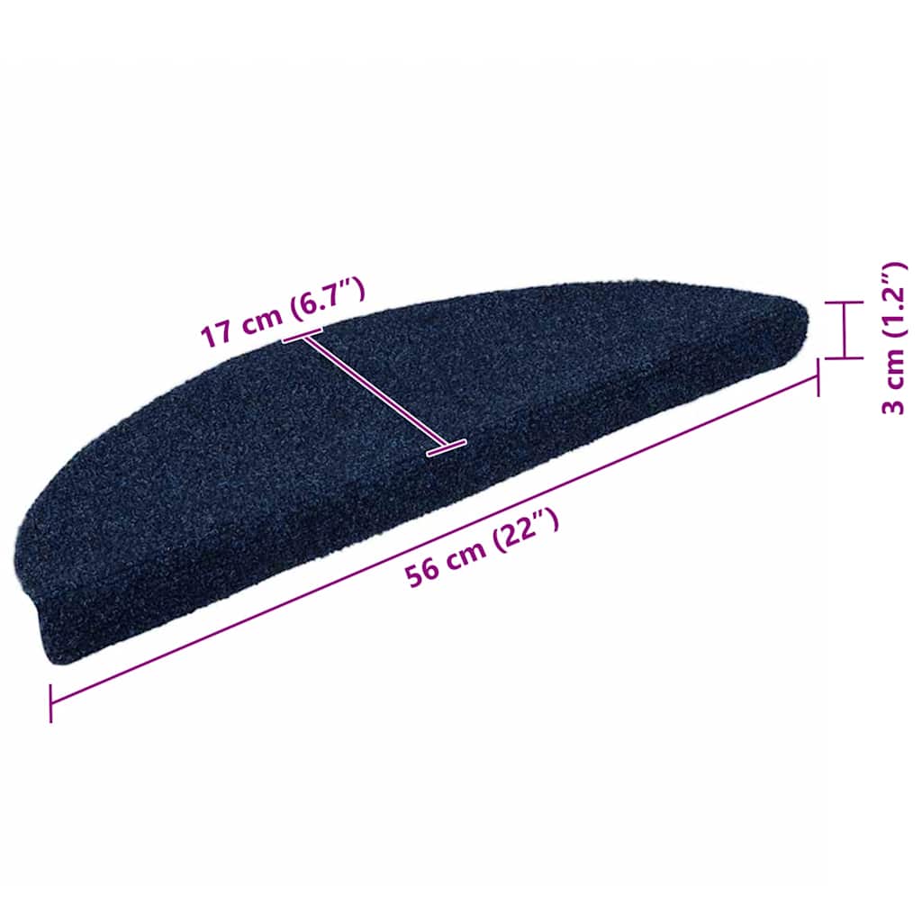 Prostirke za stepenice samoljepljive 30 kom 56x17x3 cm tamnoplave poluokrugle
