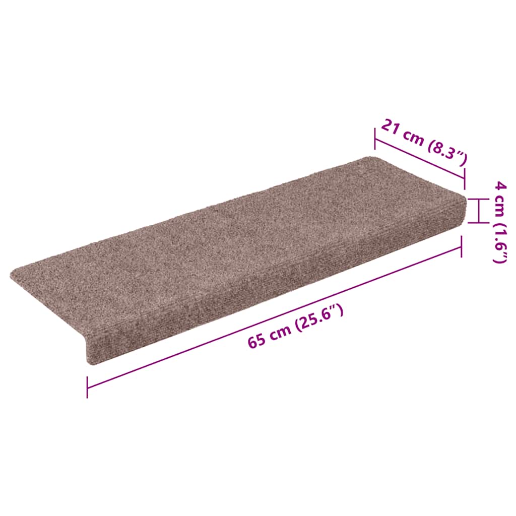 Prostirke za stepenice samoljepljive 30 kom 65x21x4 cm svijetlosmeđa pravokutni rub