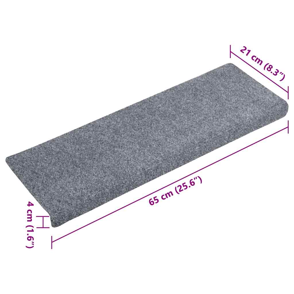 Prostirke za stepenice samoljepljive 30 kom 65x21x4 cm svijetlo sive pravokutne rubove