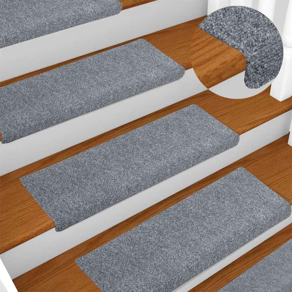 Prostirke za stepenice samoljepljive 30 kom 65x21x4 cm svijetlo sive pravokutne rubove