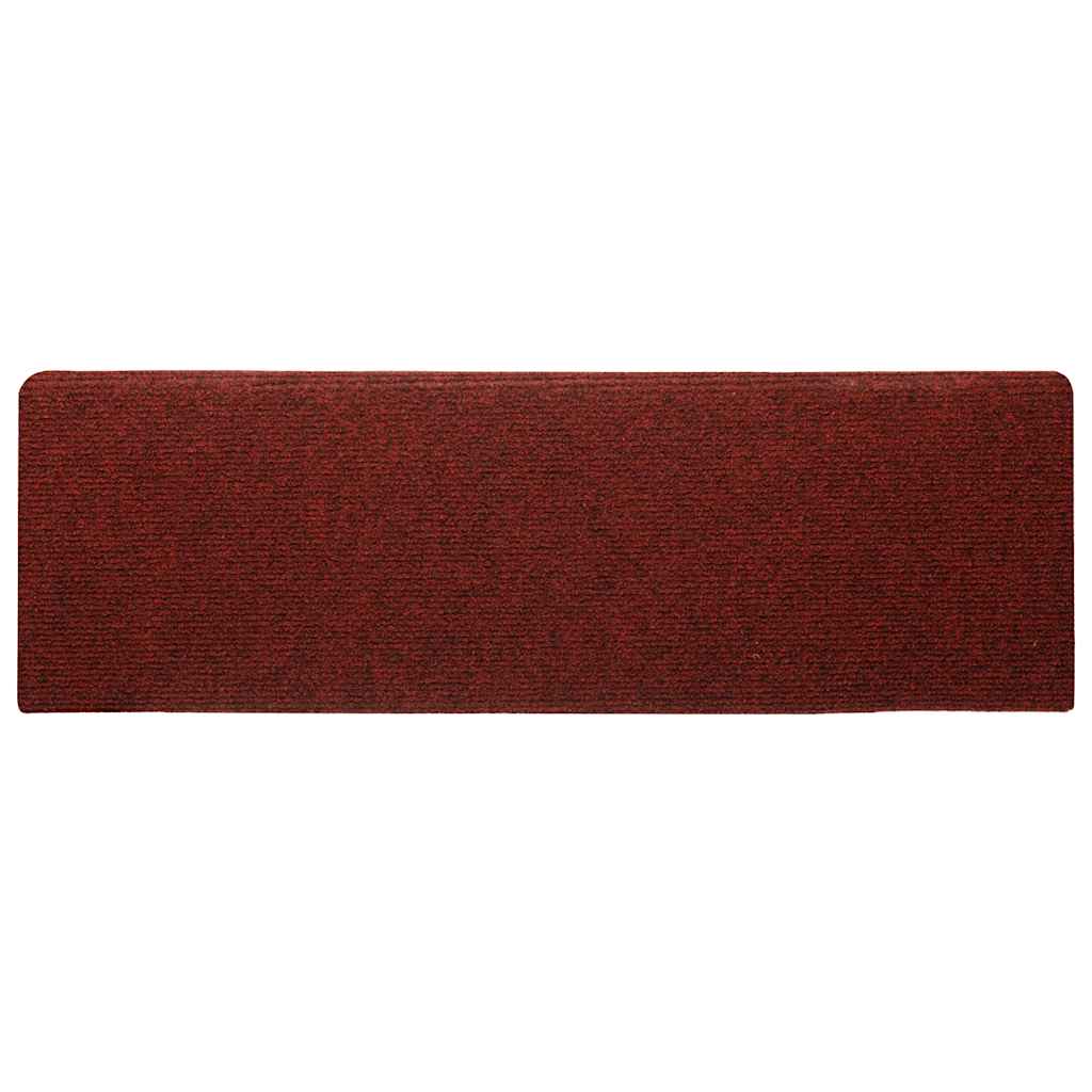 Prostirke za stepenice, samoljepljive, 30 kom, 65x21x4 cm, bordo crvene, pravokutni rub