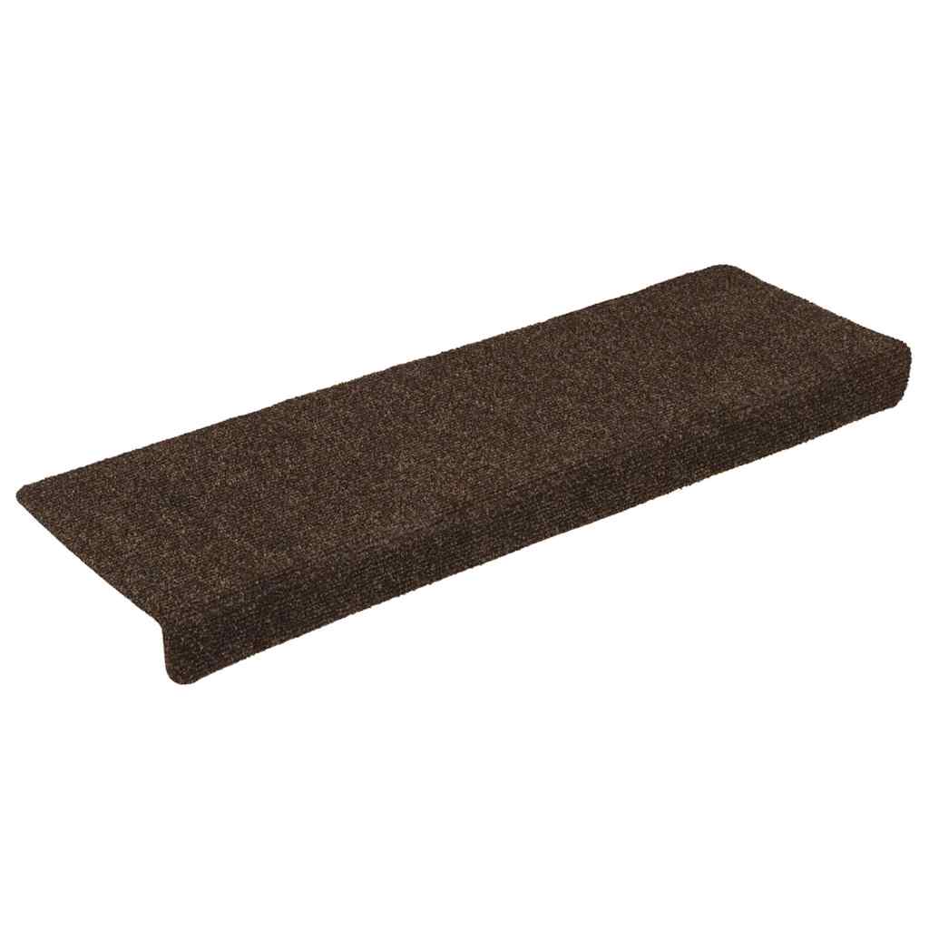Prostirke za stepenice samoljepljive 30 kom 65x21x4 cm smeđe pravokutne rubove