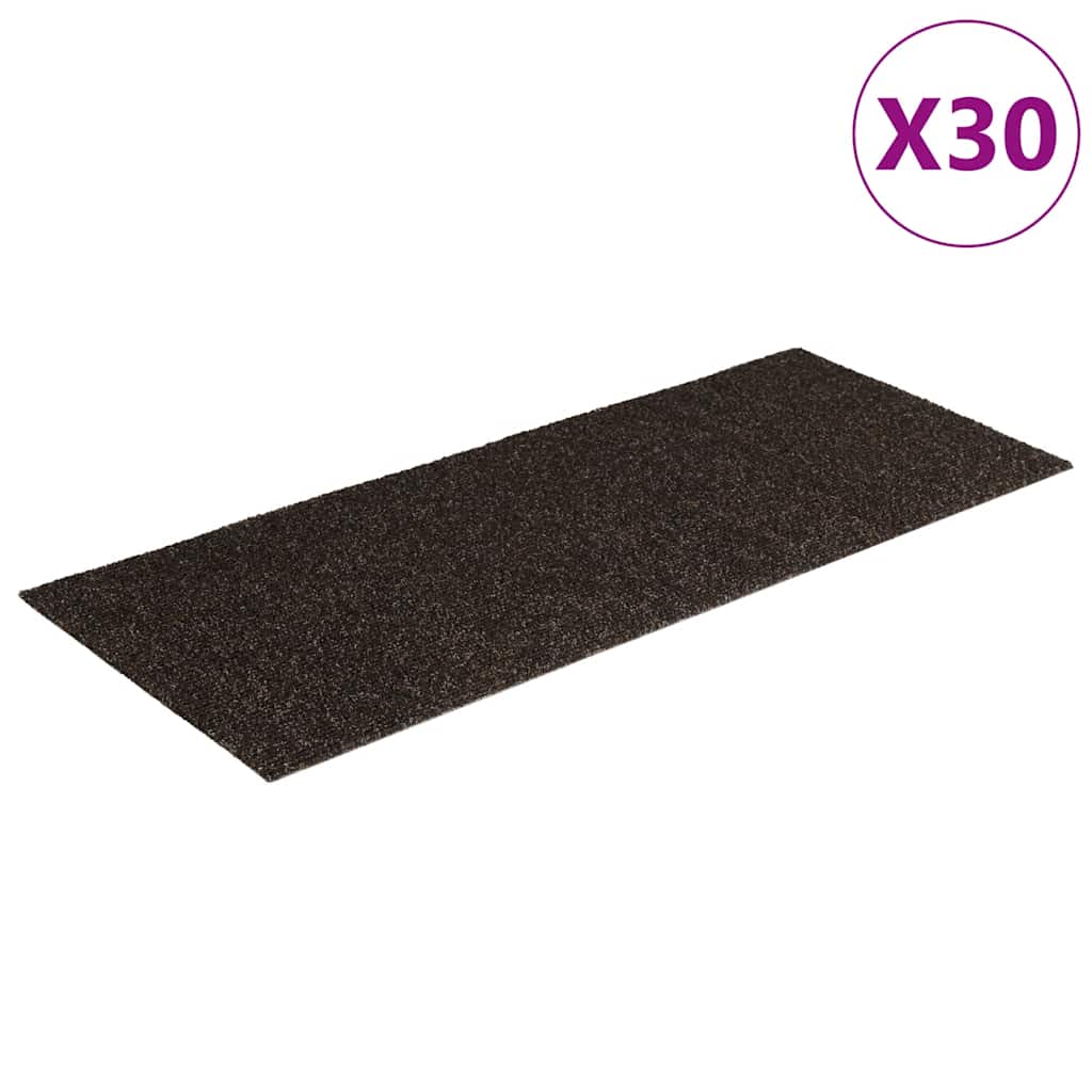 Prostirke za stepenice samoljepljive 30 kom 60x25 cm tamnosmeđe pravokutne