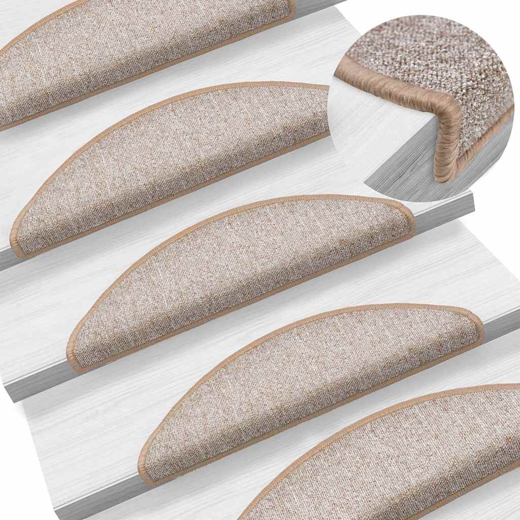Prostirke za stepenice 30 kom 56x17x3 cm svijetlosmeđe poluokrugle