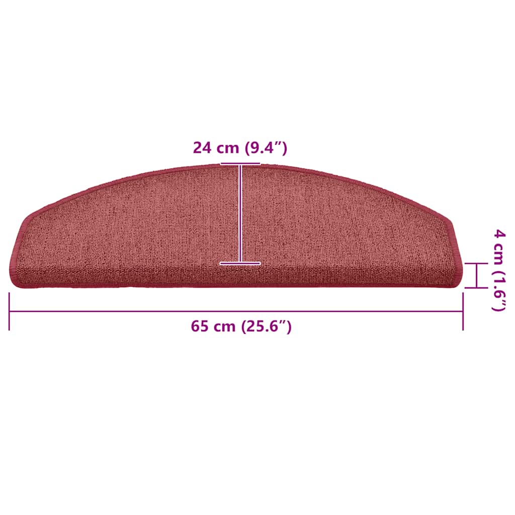 Prostirke za stepenice 30 kom 65x24x4 cm Bordo poluokrugle velike