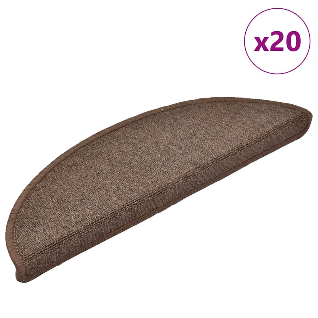 Prostirke za stepenice 20 kom 56x17x3 cm boje kave, poluokrugle