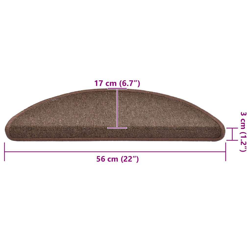 Prostirke za stepenice 20 kom 56x17x3 cm boje kave, poluokrugle