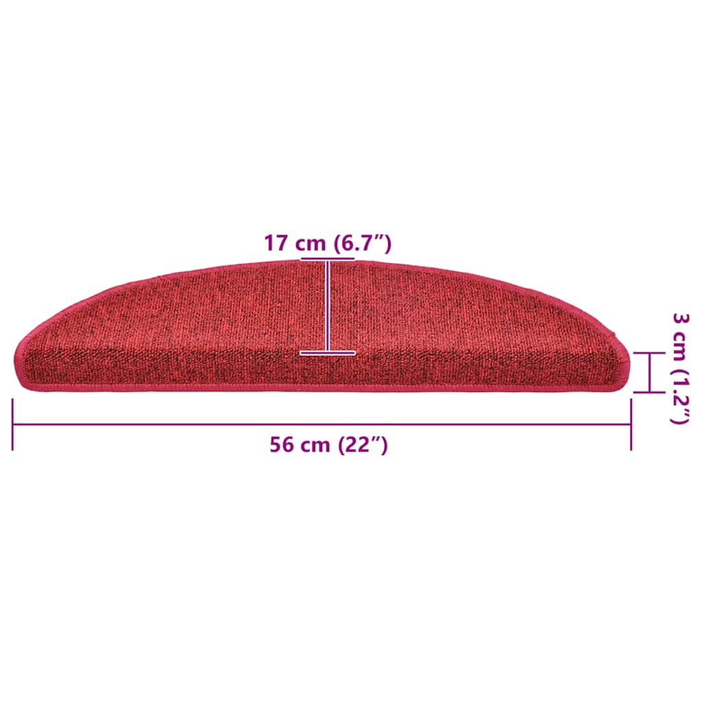 Prostirke za stepenice 20 kom 56x17x3 cm crvene poluokrugle