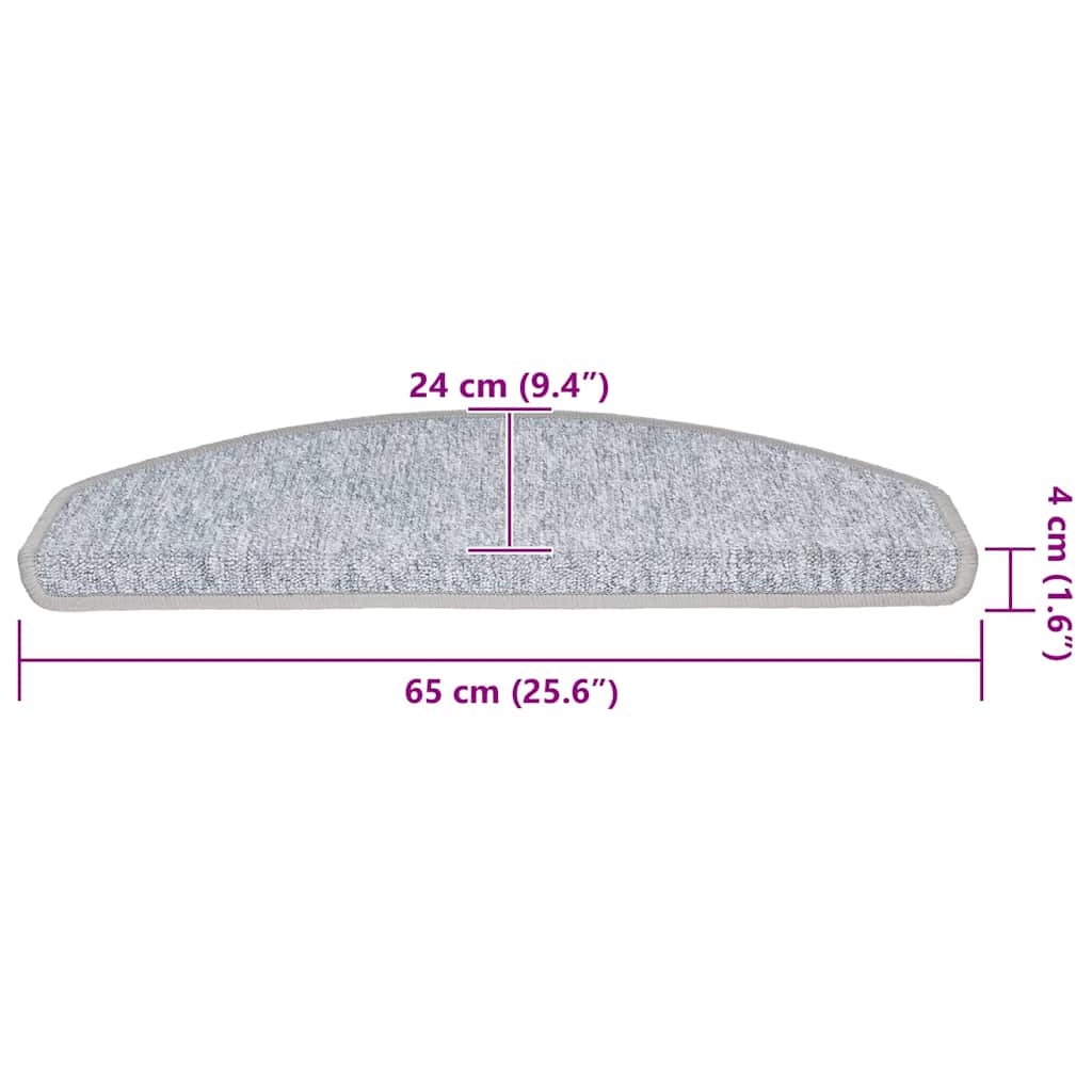 Prostirke za stepenice 20 kom 65x24x4 cm svijetlo sive poluokrugle velike
