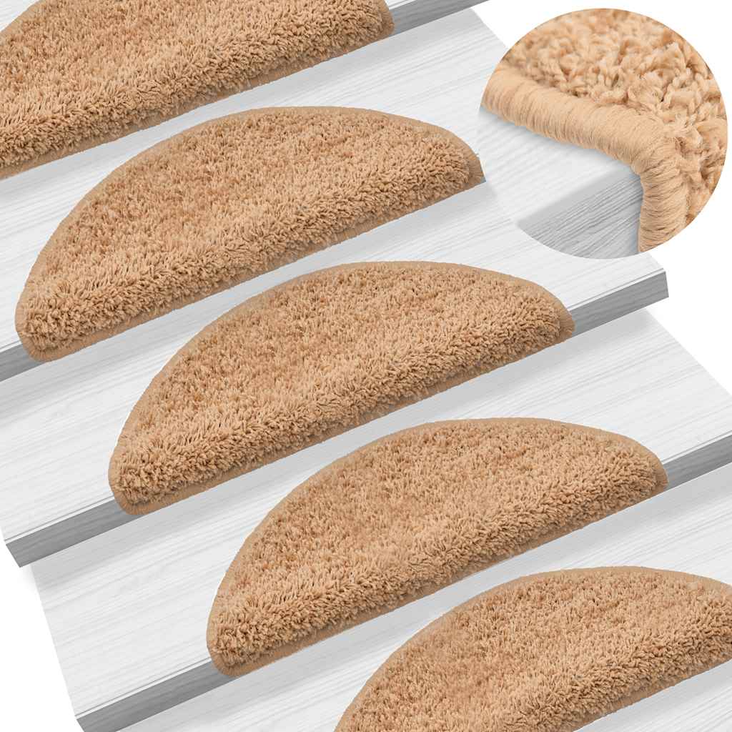 Prostirke za stepenice 30 kom 56x17x3 cm bež poluokrugle