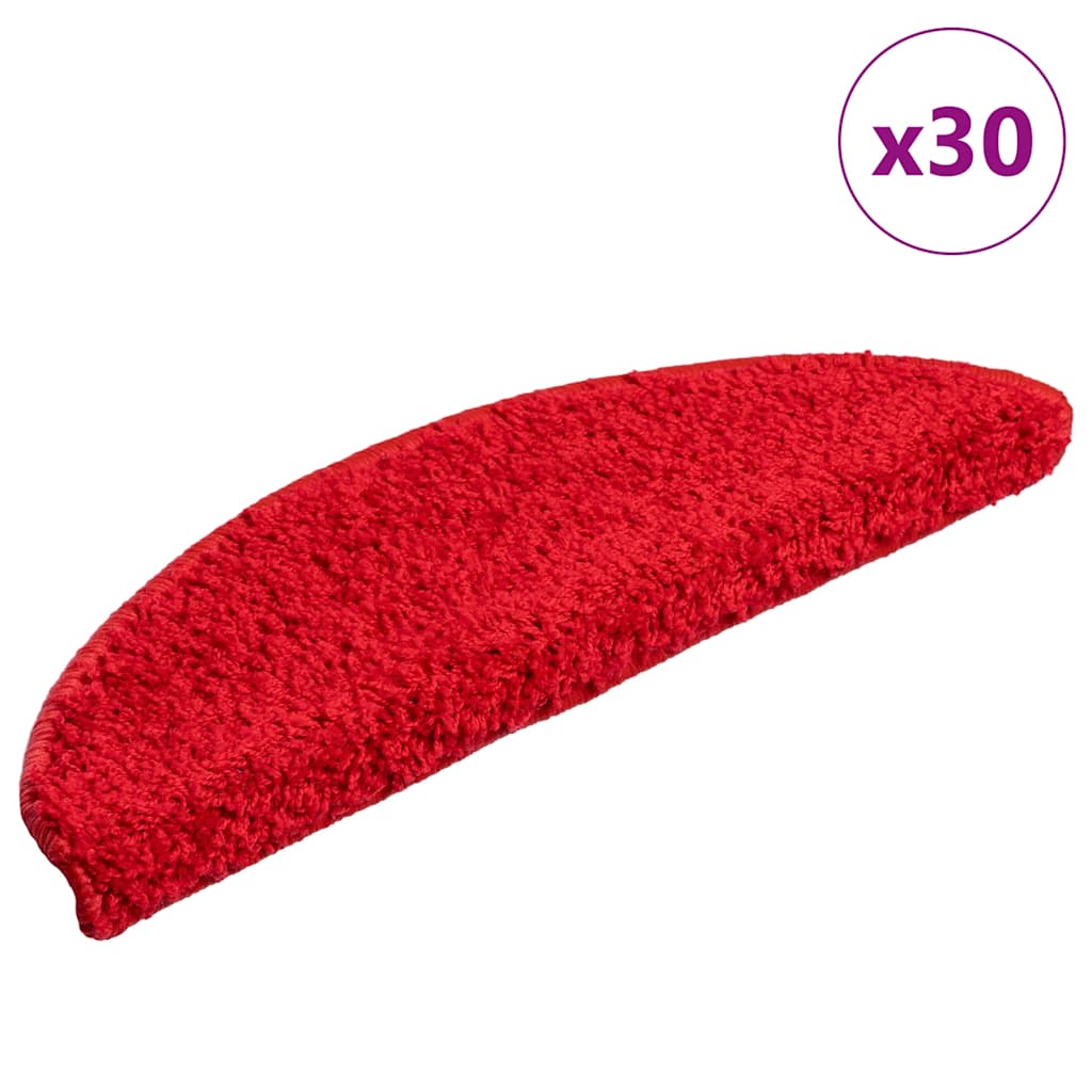 Prostirke za stepenice 30 kom 56x17x3 cm crvene poluokrugle