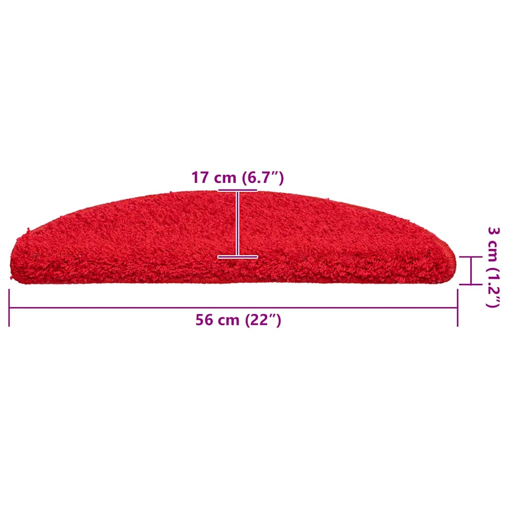 Prostirke za stepenice 30 kom 56x17x3 cm crvene poluokrugle