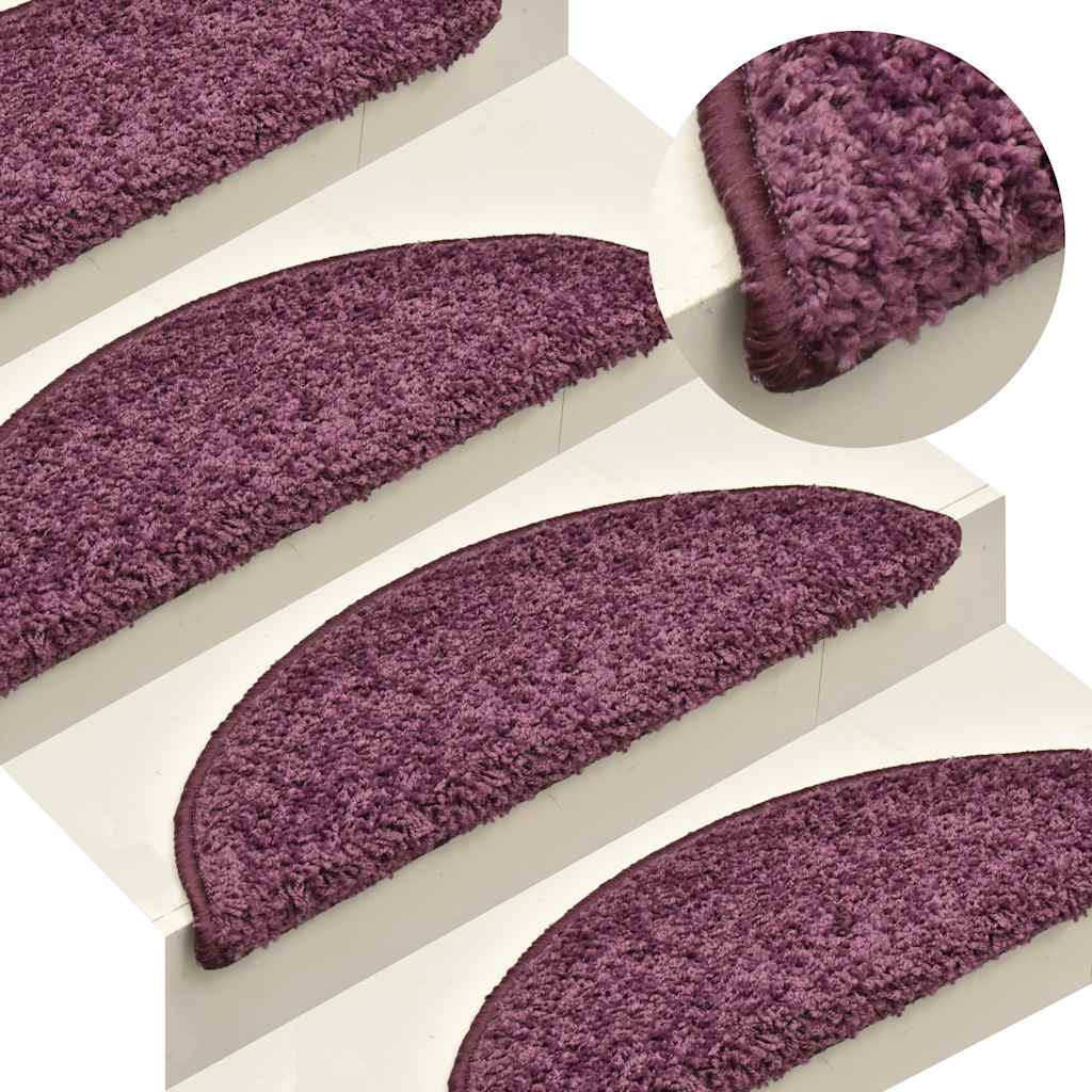 Prostirke za stepenice 30 kom 56x17x3 cm tamnoljubičaste poluokrugle