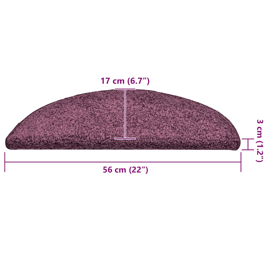Prostirke za stepenice 30 kom 56x17x3 cm tamnoljubičaste poluokrugle