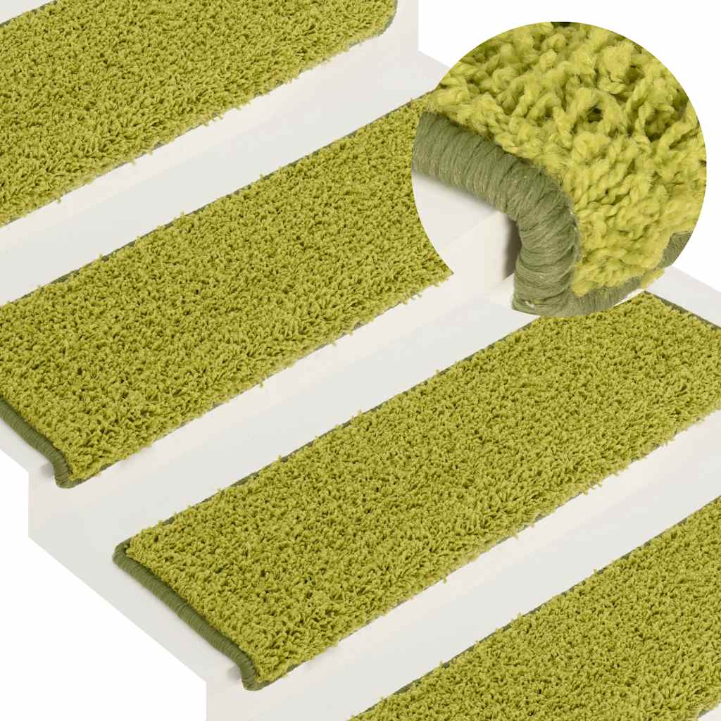 Prostirke za stepenice 30 kom 65x21x4 cm Zelene s pravokutnim rubom
