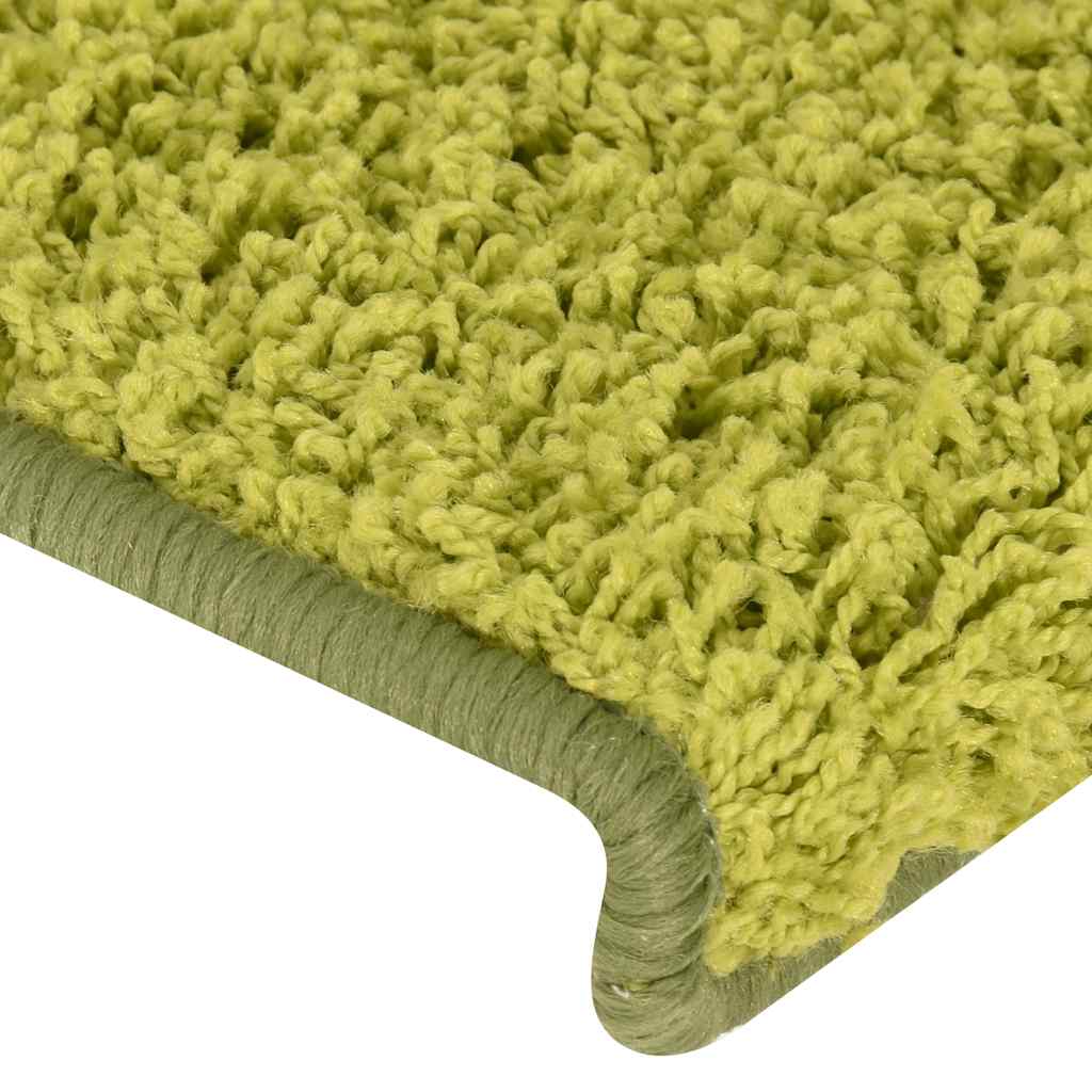 Prostirke za stepenice 30 kom 65x21x4 cm Zelene s pravokutnim rubom