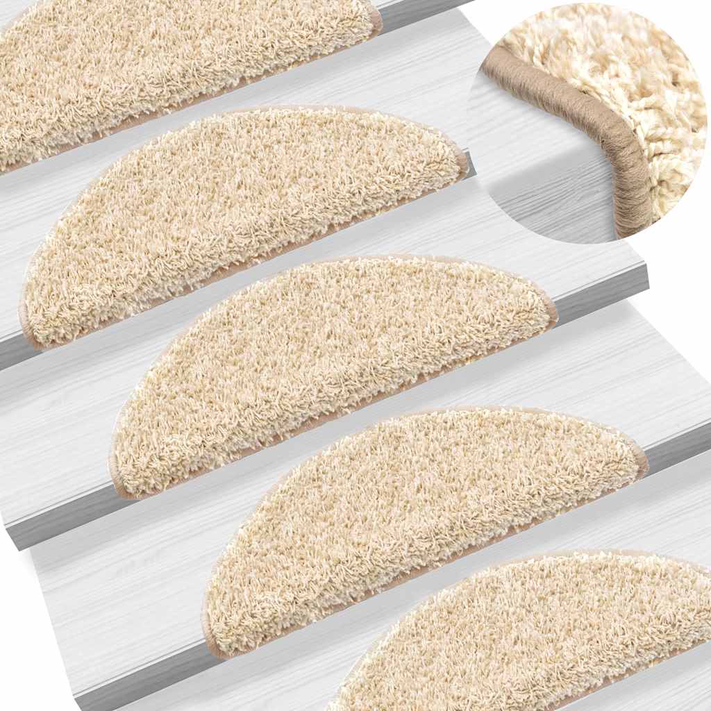 Prostirke za stepenice 20 kom 56x17x3 cm krem poluokrugle