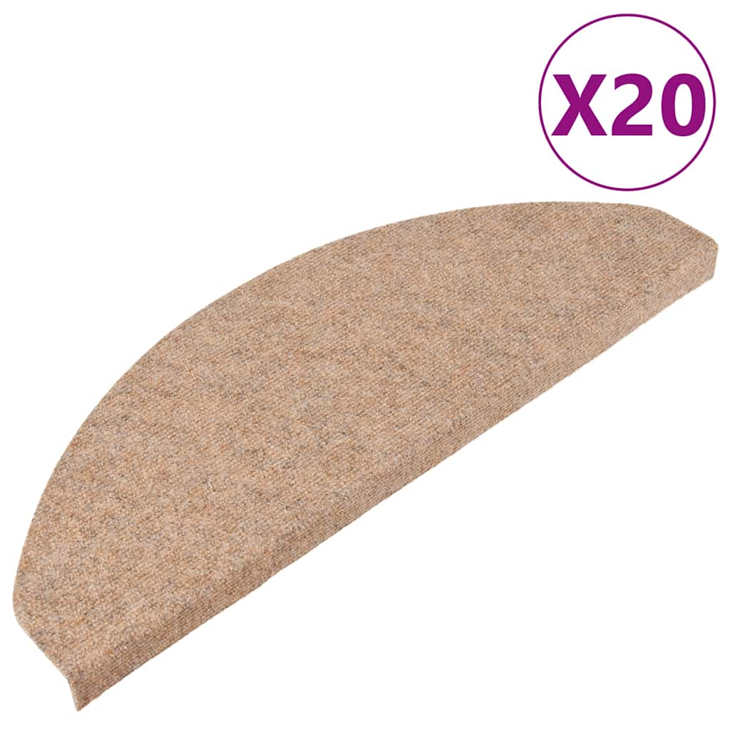 Samoljepljivi otirači za stepenice 20 kom bež 65x22,5x3,5 cm