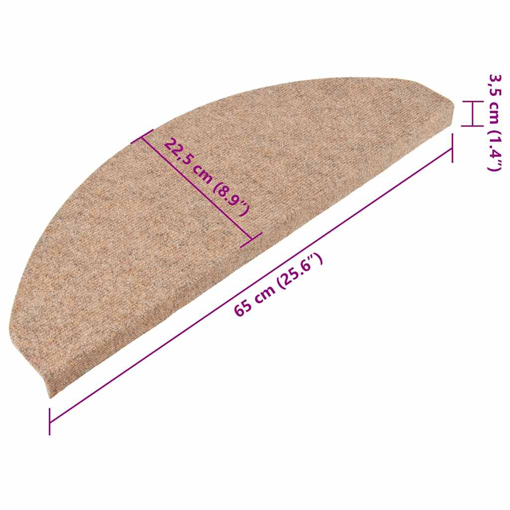 Samoljepljivi otirači za stepenice 20 kom bež 65x22,5x3,5 cm