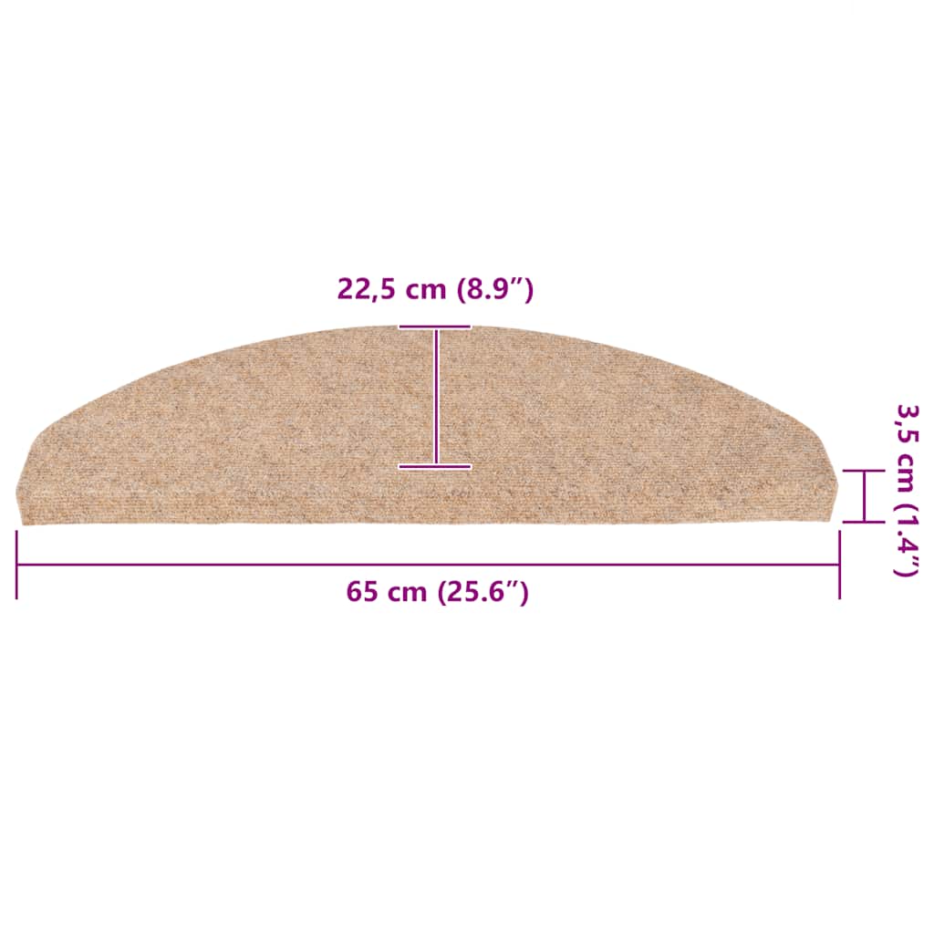 Samoljepljivi otirači za stepenice 30 kom bež 65x22,5x3,5 cm