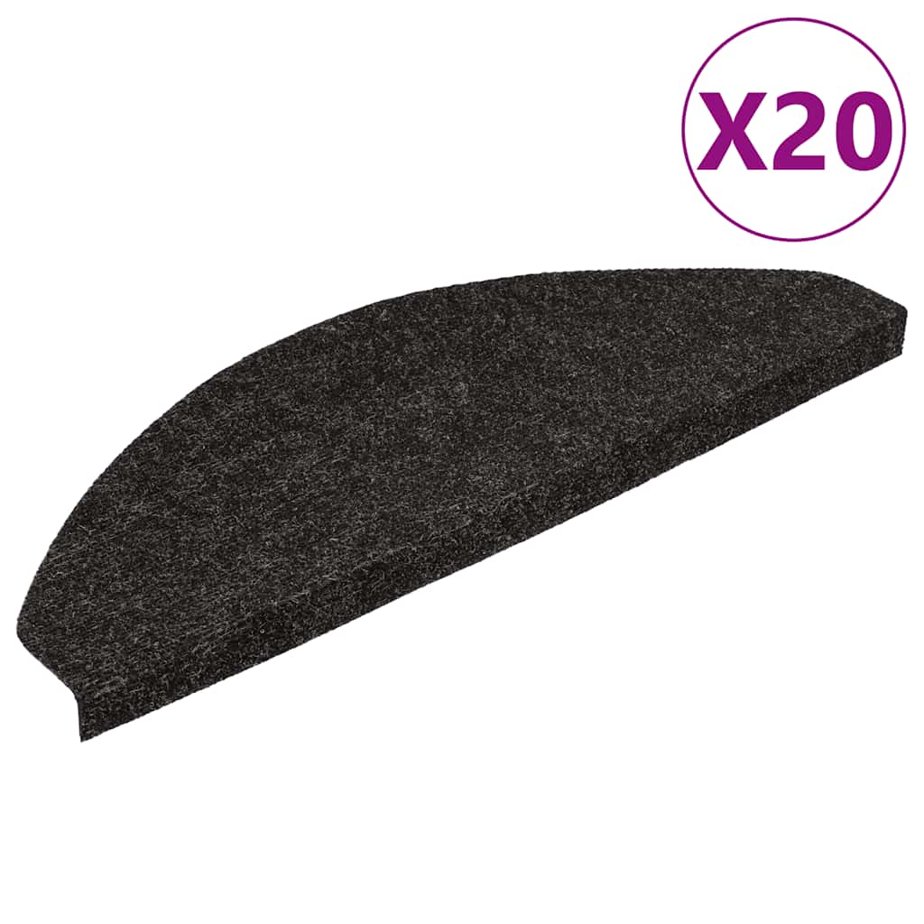 Samoljepljivi otirači za stepenice 20 kom crni 56 x 17 x 3 cm