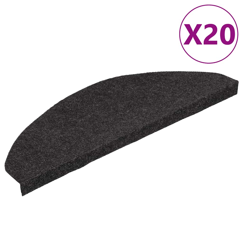 Samoljepljivi otirači za stepenice 20 kom crni 65x22,5x3,5 cm