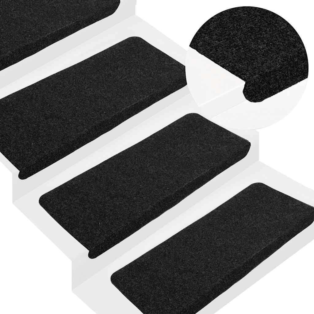 Samoljepljivi otirači za stepenice 30 kom crni 65x24,5x3,5 cm