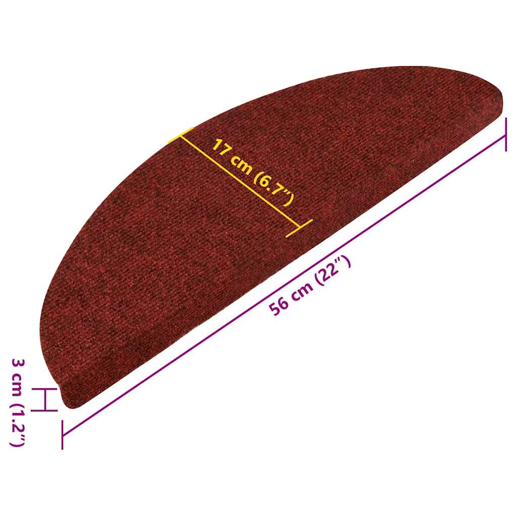 Samoljepljivi otirači za stepenice 30 kom crveni 56 x 17 x 3 cm