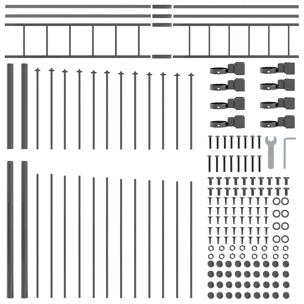 Vrtna Ograda 2 pcs Siva 170 x 225 cm Čelik s prahom premazan