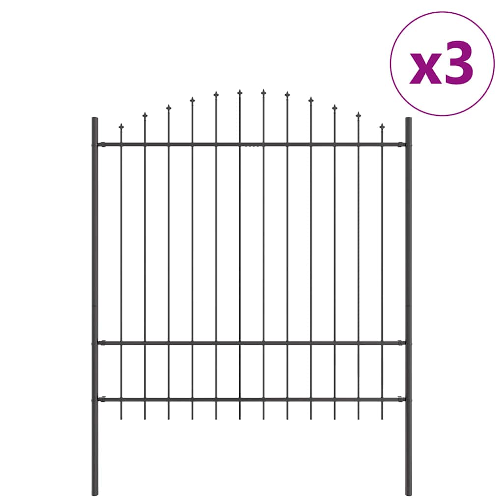Vrtna Ograda 3 pcs Siva 170 x 215 cm Čelik s prahom premazan