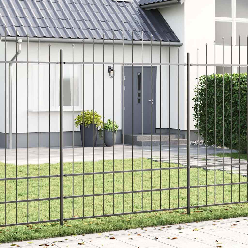 Vrtna Ograda 3 pcs Siva 170 x 225 cm Čelik s prahom premazan